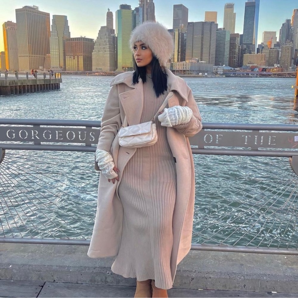Zara Beige Wool Blend Oversized Coat - Picture 16 of 16
